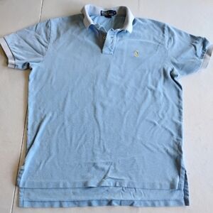 Ralph Lauren Vintage Sky Blue Polo Shirt With Powder Blue Collar, Size L